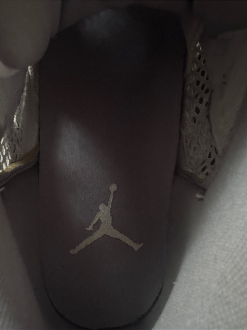 Jordan Men's White and Light Beige Athletic Sneakers - Picture 4 of 5